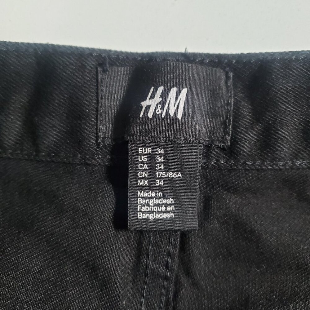 H&M Black Jeans Raw Hem Mens 34W - Picture 5 of 16